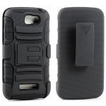 Wholesale Alcatel One Touch Fierce 2 7040 Armor Shell Holster Combo Belt Clip (Black)